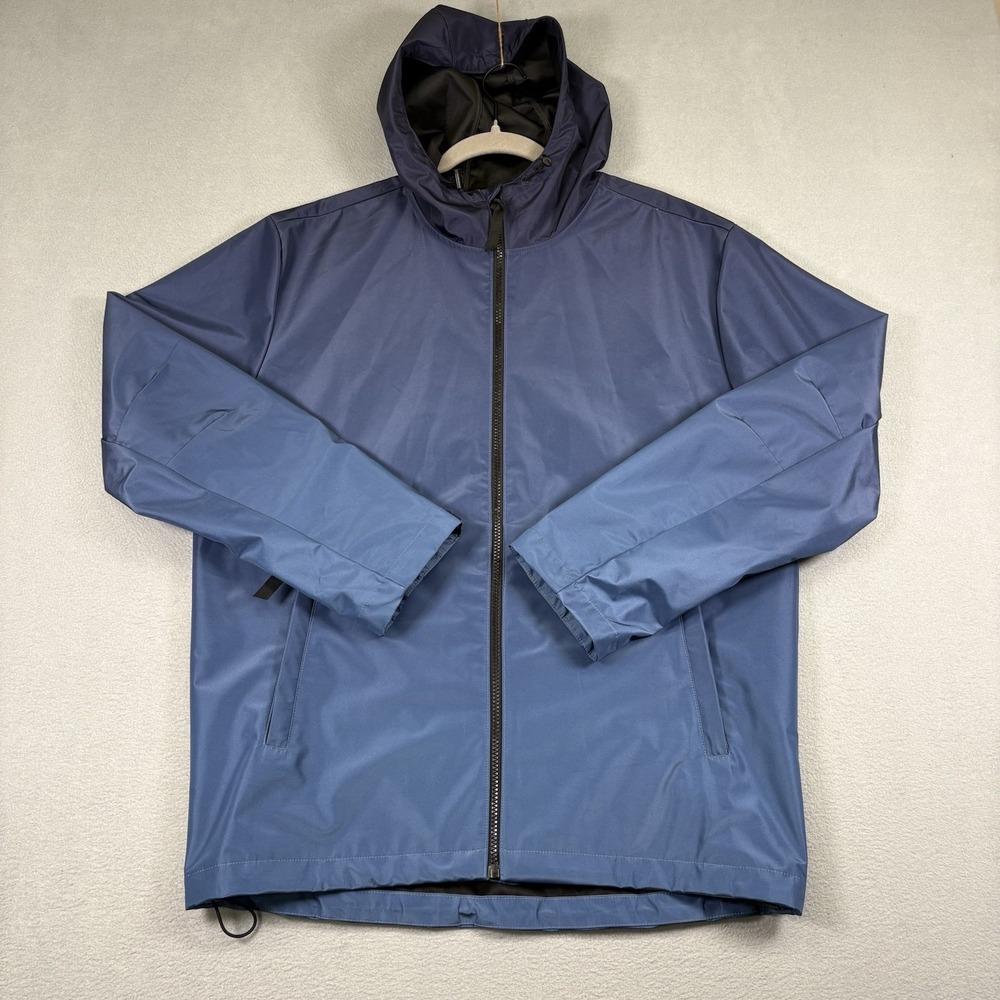 American Eagle Performance Jacket Mens M Blue Hooded Rain Windbreaker Full Zip